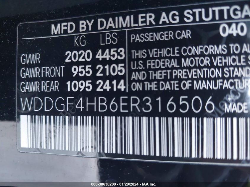 2014 MERCEDES-BENZ C 250 LUXURY/SPORT - WDDGF4HB6ER316506