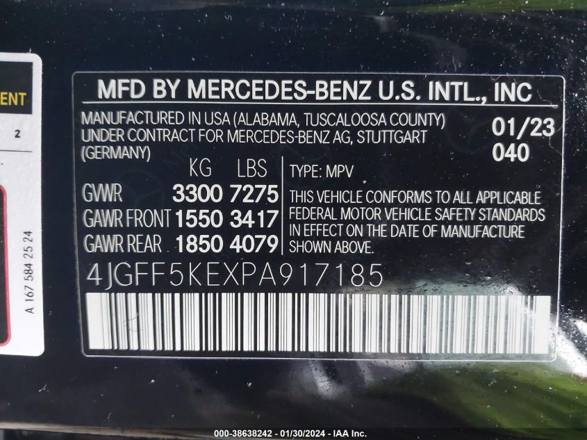 2023 MERCEDES-BENZ GLS 450 4MATIC - 4JGFF5KEXPA917185