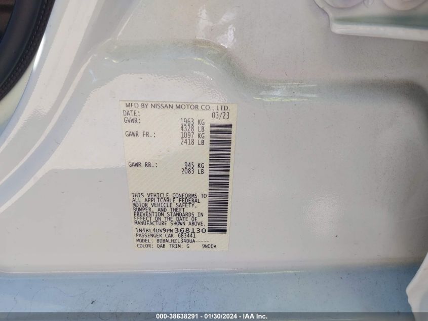 2023 NISSAN ALTIMA SV - 1N4BL4DV9PN368130