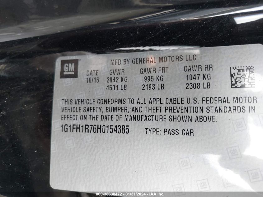 2017 CHEVROLET CAMARO 2SS - 1G1FH1R76H0154385