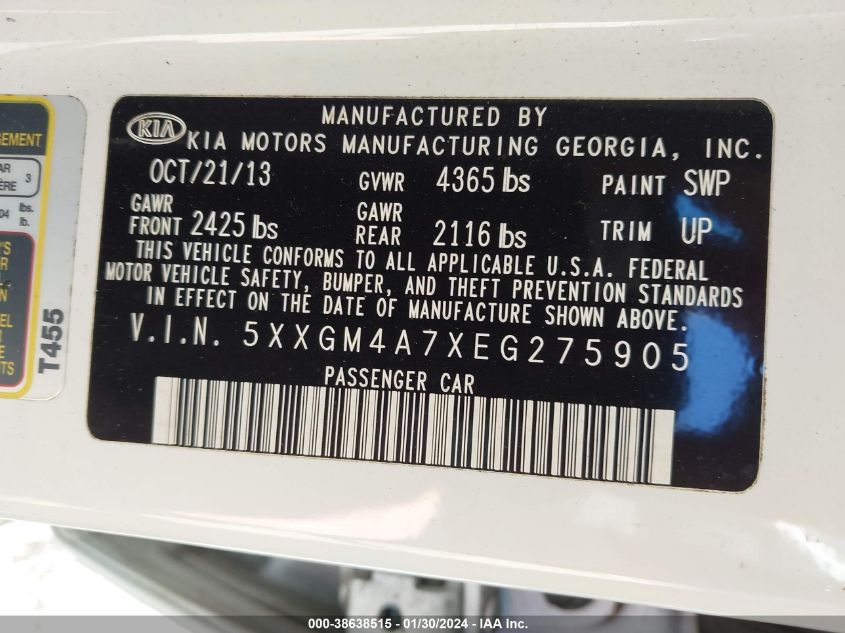 2014 KIA OPTIMA LX - 5XXGM4A7XEG275905
