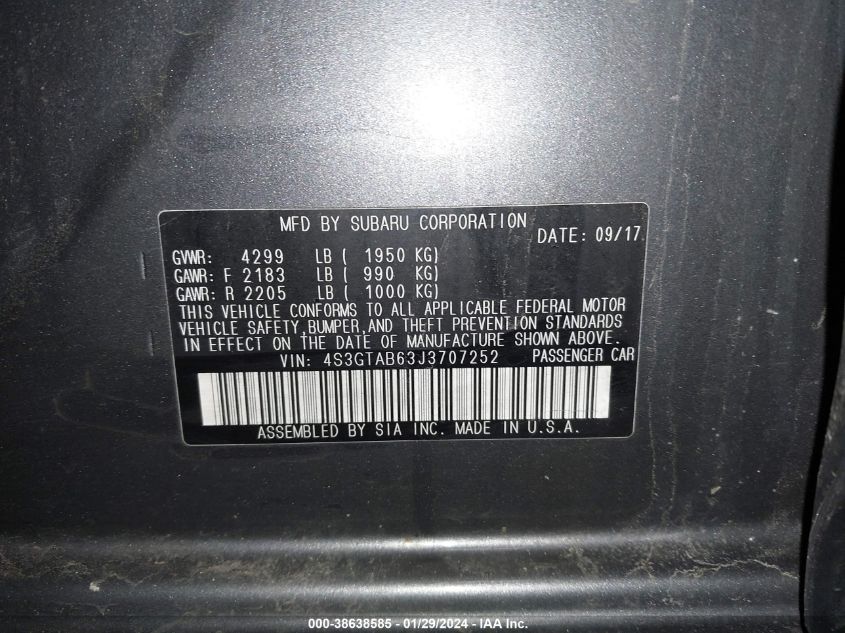 2018 SUBARU IMPREZA 2.0I PREMIUM - 4S3GTAB63J3707252
