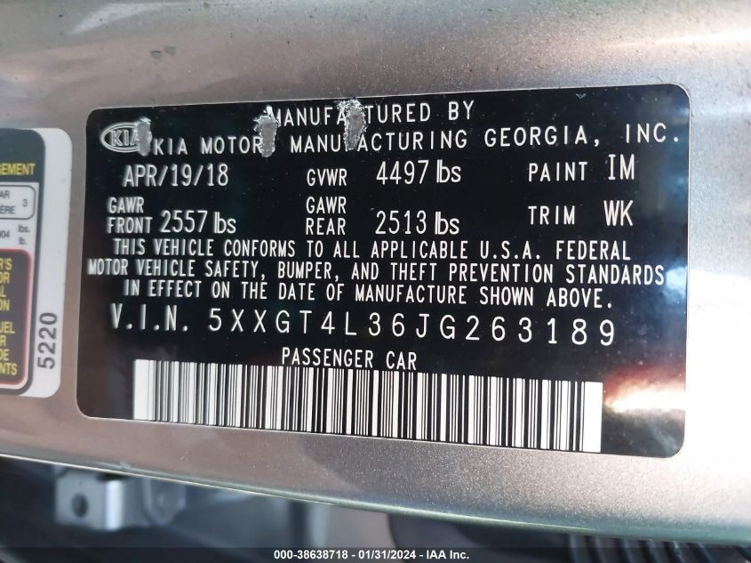 2018 KIA OPTIMA LX - 5XXGT4L36JG263189