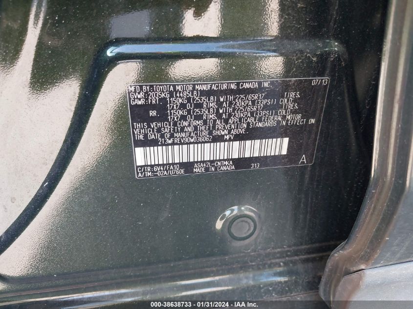 2013 TOYOTA RAV4 XLE - 2T3WFREV9DW036062