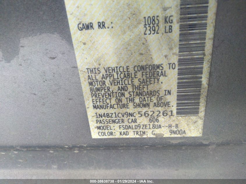 2022 NISSAN LEAF SV PLUS 62 KWH - 1N4BZ1CV9NC562261