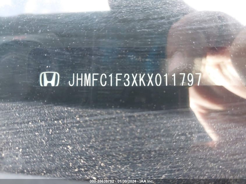 2019 HONDA CIVIC EX - JHMFC1F3XKX011797