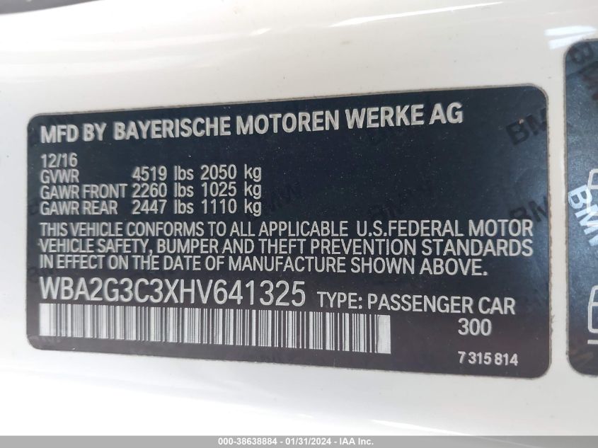 2017 BMW M240I - WBA2G3C3XHV641325