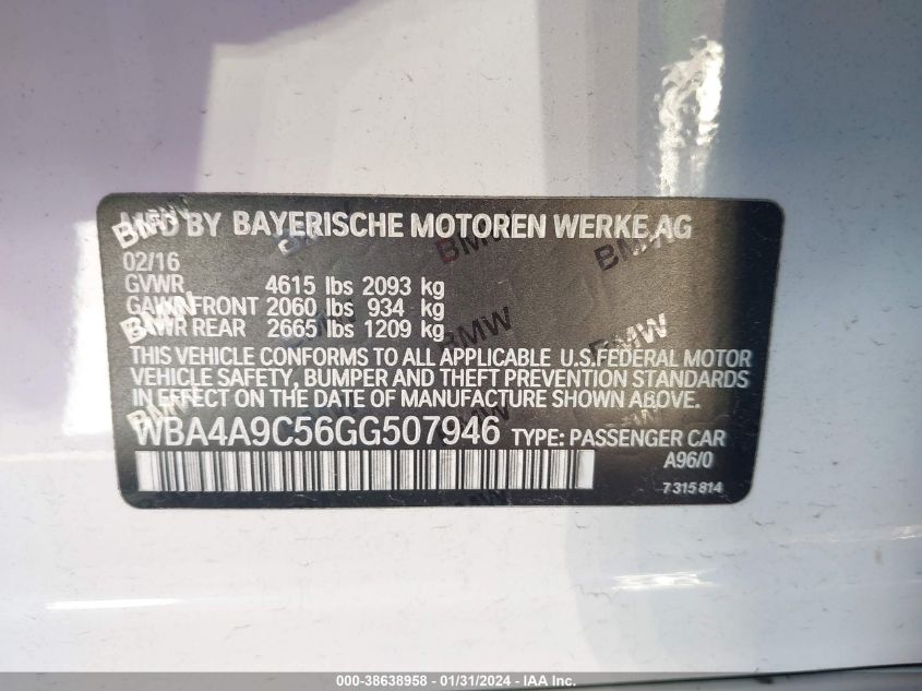 2016 BMW 428I GRAN COUPE I GRAN COUPE SULEV - WBA4A9C56GG507946