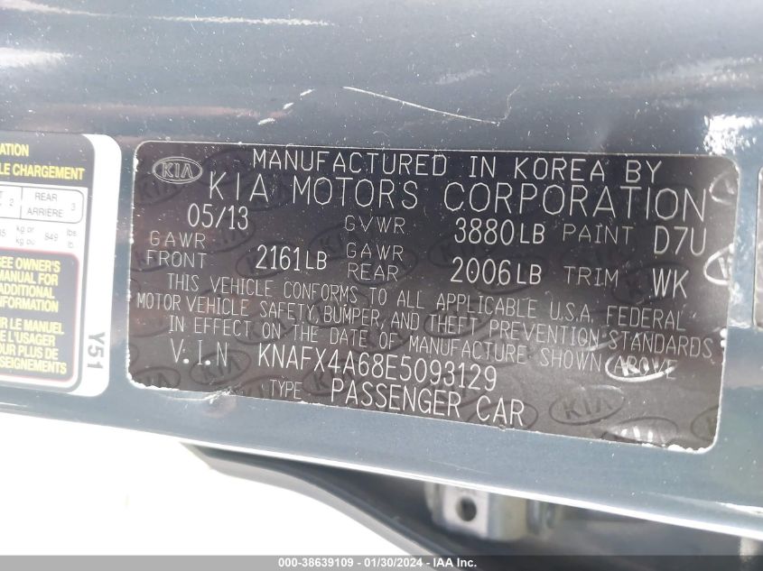 2014 KIA FORTE LX - KNAFX4A68E5093129