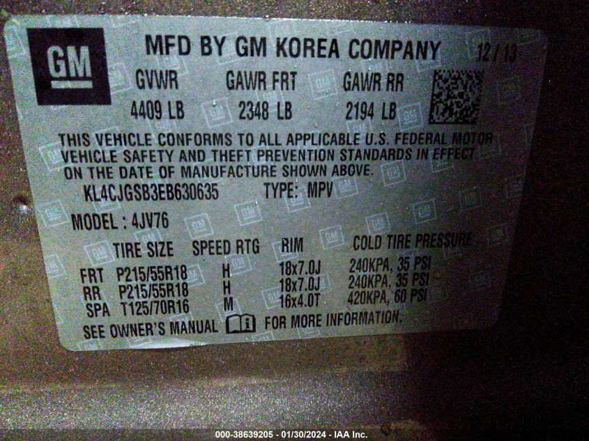 2014 BUICK ENCORE - KL4CJGSB3EB630635
