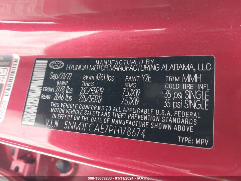 2023 HYUNDAI TUCSON SEL - 5NMJFCAE7PH178674