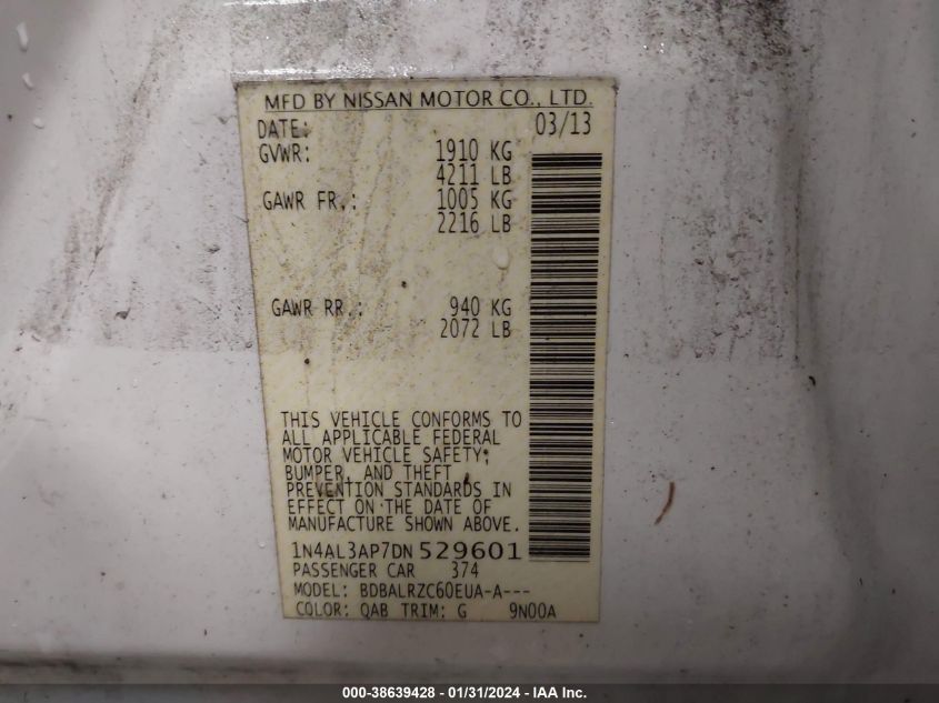 2013 NISSAN ALTIMA 2.5 S - 1N4AL3AP7DN529601