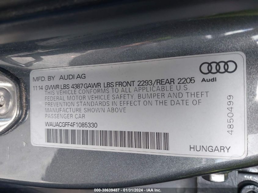 2015 AUDI A3 1.8T PREMIUM - WAUACGFF4F1085330