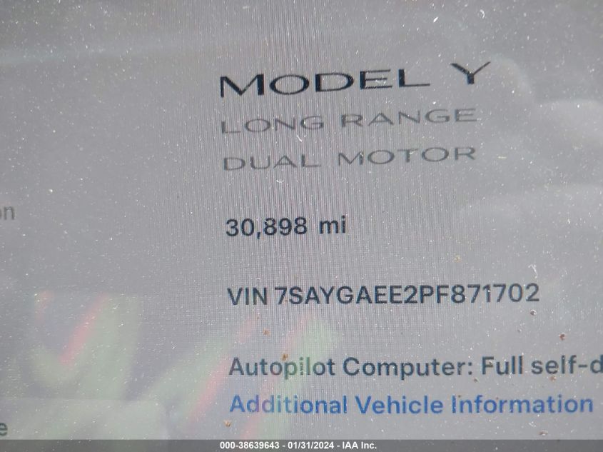 2023 TESLA MODEL Y - 7SAYGAEE2PF871702