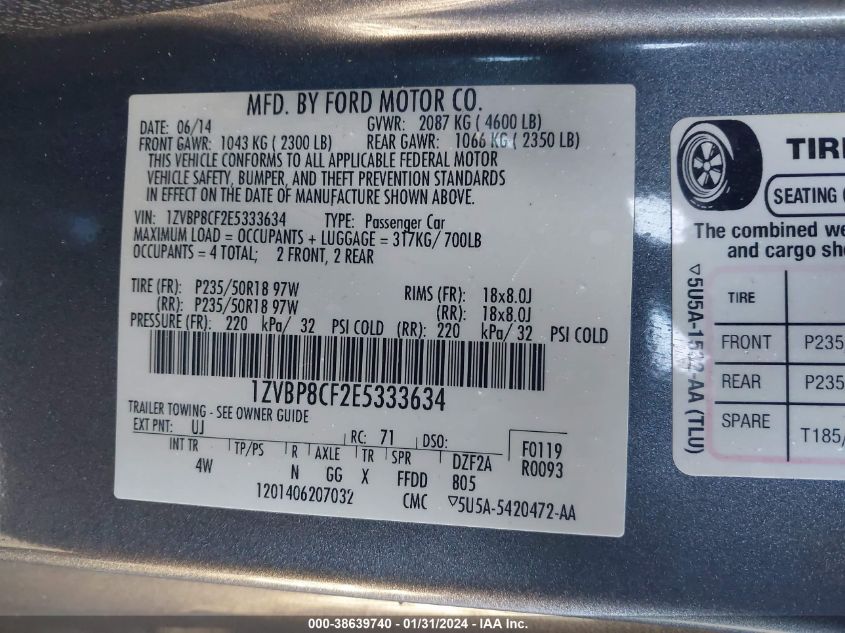 2014 FORD MUSTANG GT - 1ZVBP8CF2E5333634