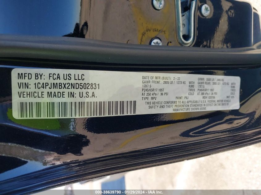 2022 JEEP CHEROKEE TRAILHAWK 4X4 - 1C4PJMBX2ND502831