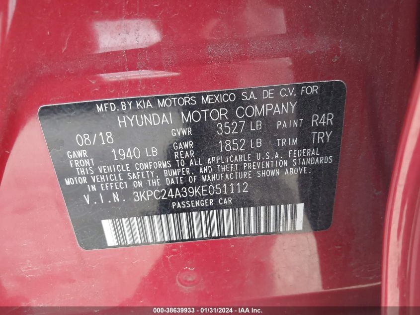 2019 HYUNDAI ACCENT SE - 3KPC24A39KE051112