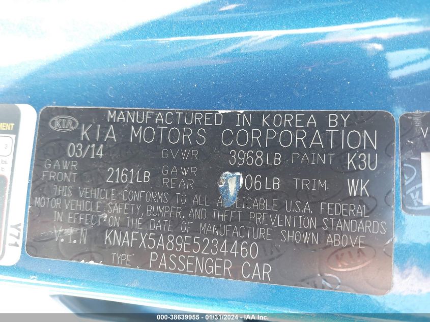 2014 KIA FORTE EX - KNAFX5A89E5234460