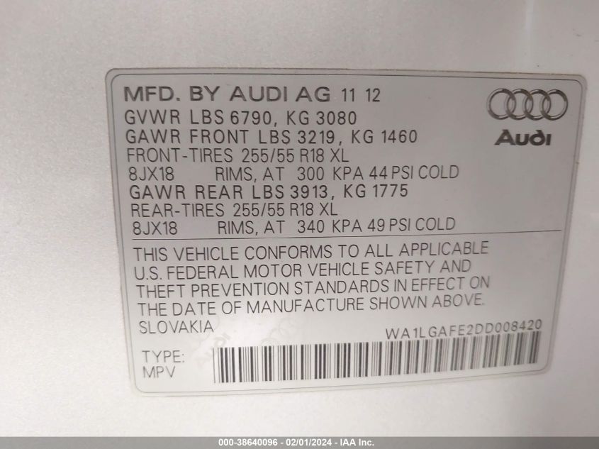 2013 AUDI Q7 PREMIUM PLUS - WA1LGAFE2DD008420