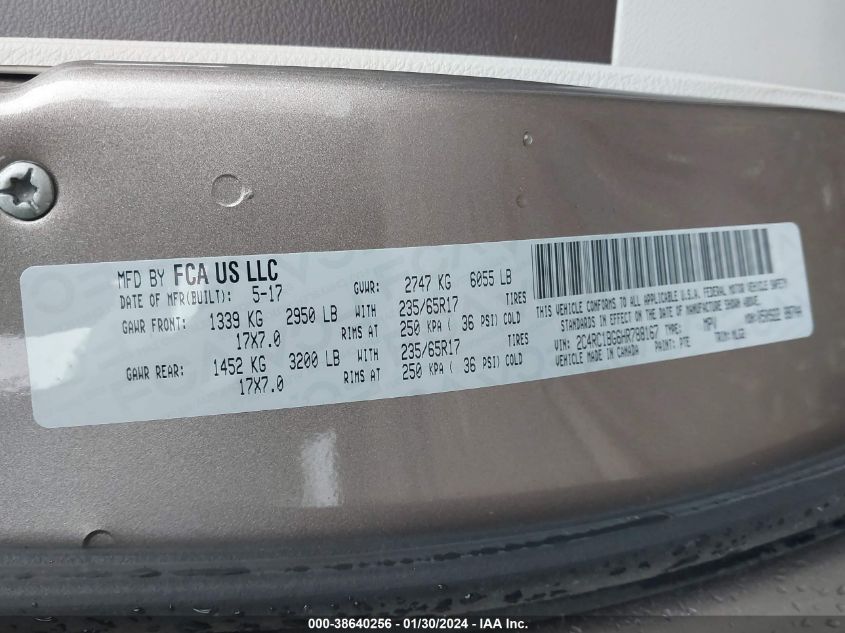 2017 CHRYSLER PACIFICA TOURING L - 2C4RC1BG6HR788167