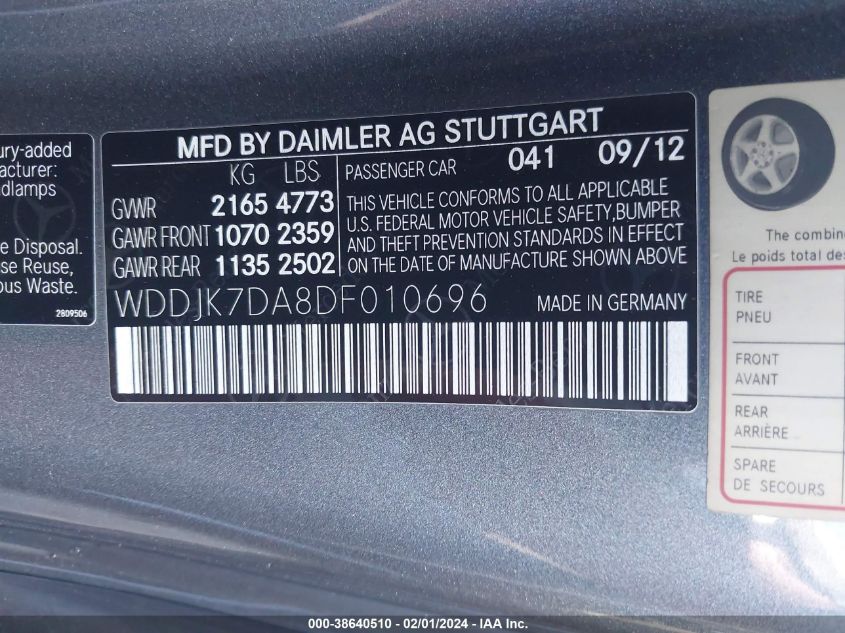 2013 MERCEDES-BENZ SL 550 550 - WDDJK7DA8DF010696
