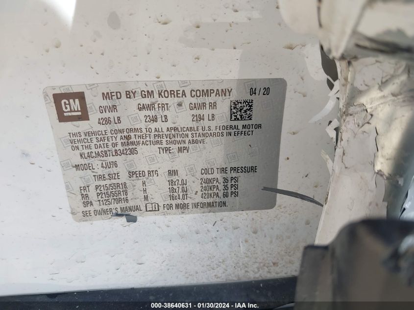 2020 BUICK ENCORE PREFERRED - KL4CJASB7LB342305