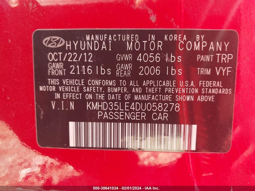 2013 HYUNDAI ELANTRA GT - KMHD35LE4DU058278