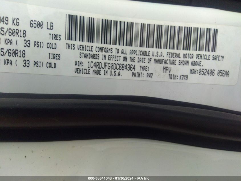 2013 DODGE DURANGO POLICE - 1C4RDJFG0DC684364