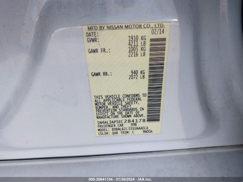 2014 NISSAN ALTIMA 2.5 S - 1N4AL3AP5EC284178