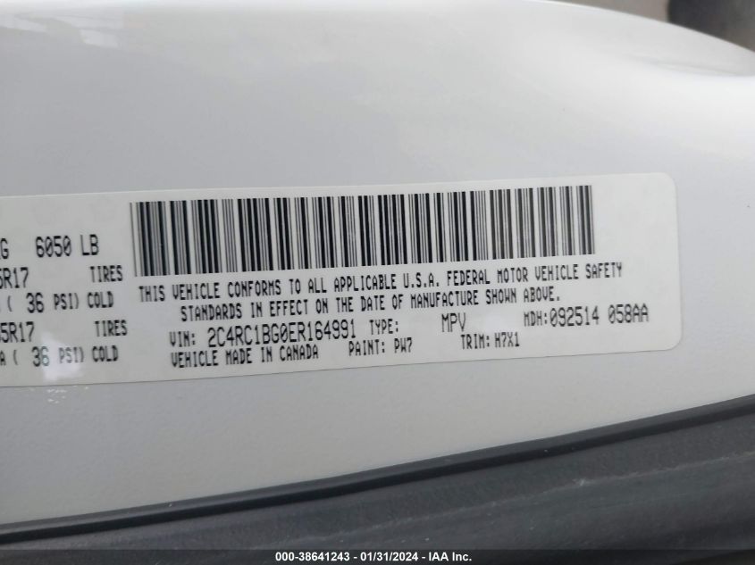 2014 CHRYSLER TOWN & COUNTRY TOURING - 2C4RC1BG0ER164991