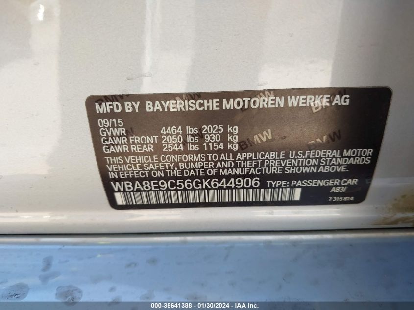 2016 BMW 328I - WBA8E9C56GK644906