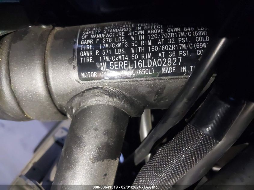 2020 KAWASAKI ER650 L ML5EREL16LDA02827