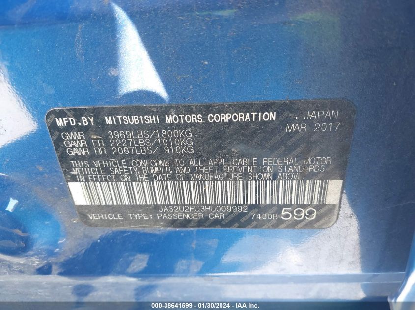 2017 MITSUBISHI LANCER ES - JA32U2FU3HU009992