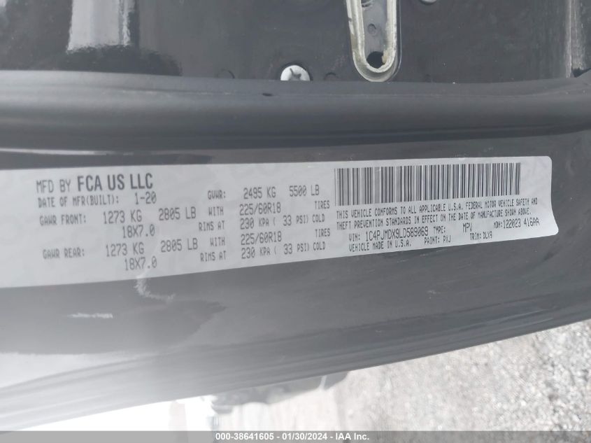 2020 JEEP CHEROKEE LIMITED 4X4 - 1C4PJMDX9LD589069