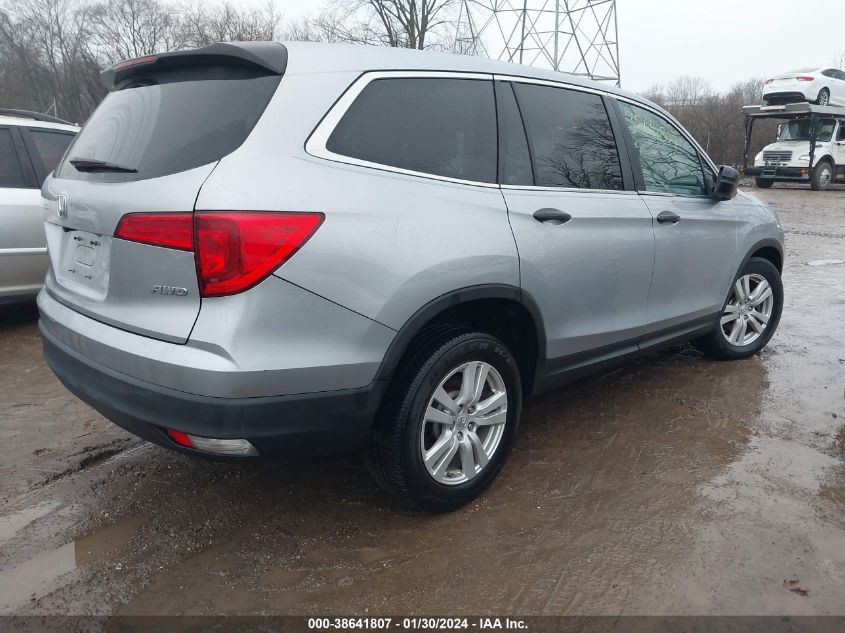 2016 HONDA PILOT LX - 5FNYF6H11GB072273