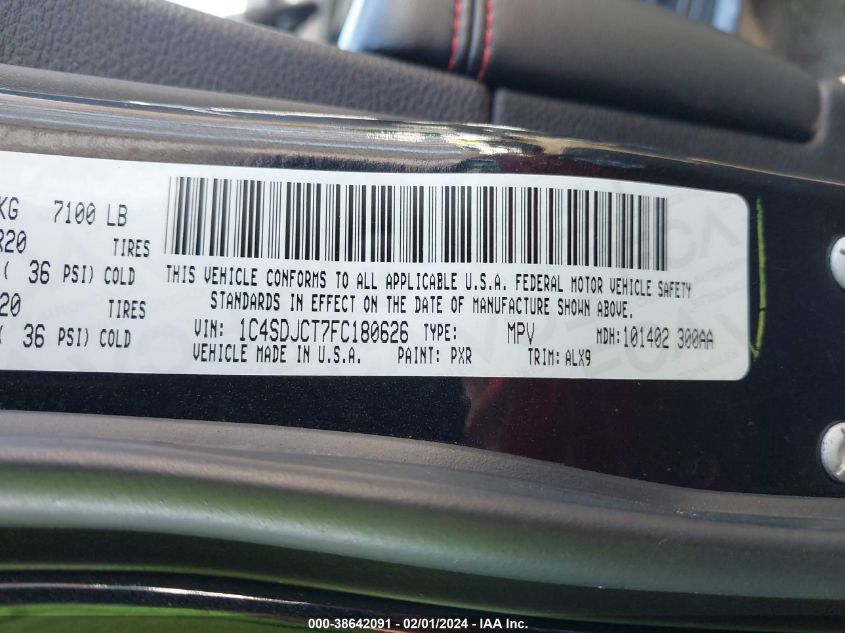 2015 DODGE DURANGO R/T - 1C4SDJCT7FC180626