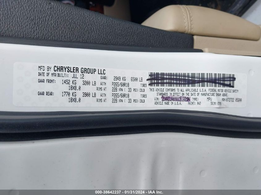 2013 DODGE DURANGO CITADEL - 1C4SDHET2DC667767