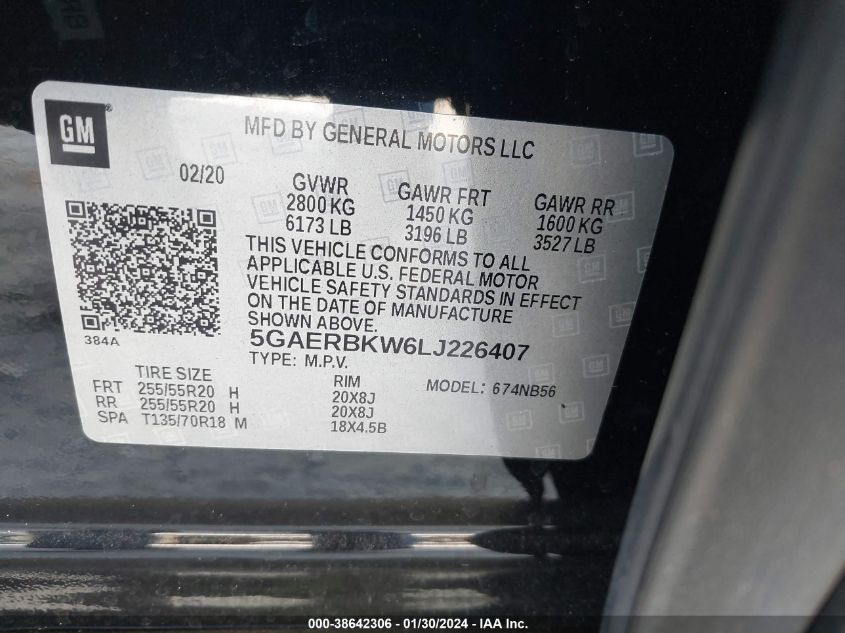 2020 BUICK ENCLAVE FWD ESSENCE - 5GAERBKW6LJ226407