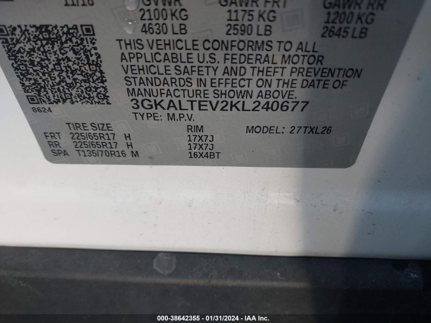 2019 GMC TERRAIN SLE - 3GKALTEV2KL240677