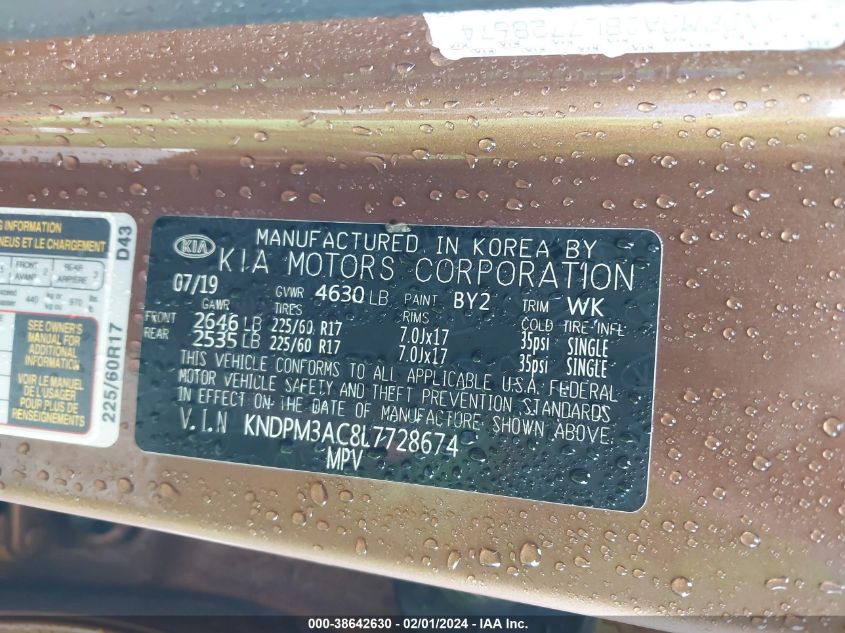 2020 KIA SPORTAGE LX - KNDPM3AC8L7728674