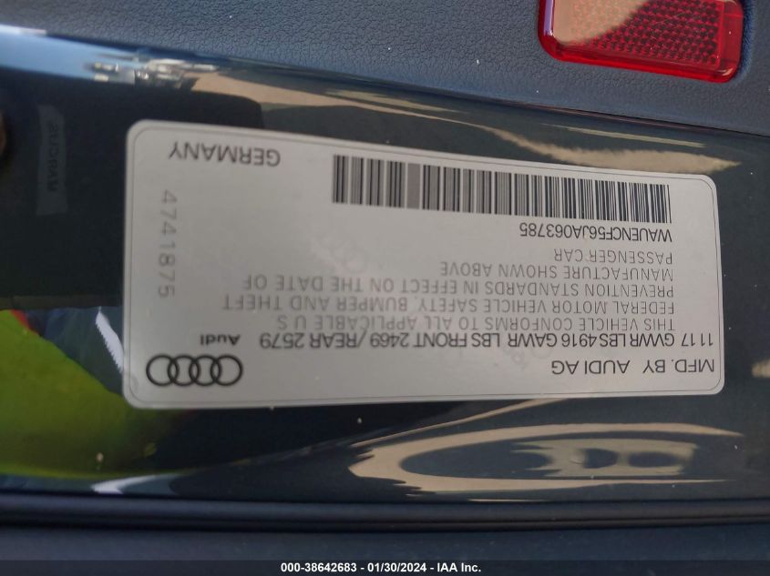 2018 AUDI A5 2.0T PREMIUM - WAUENCF56JA063785