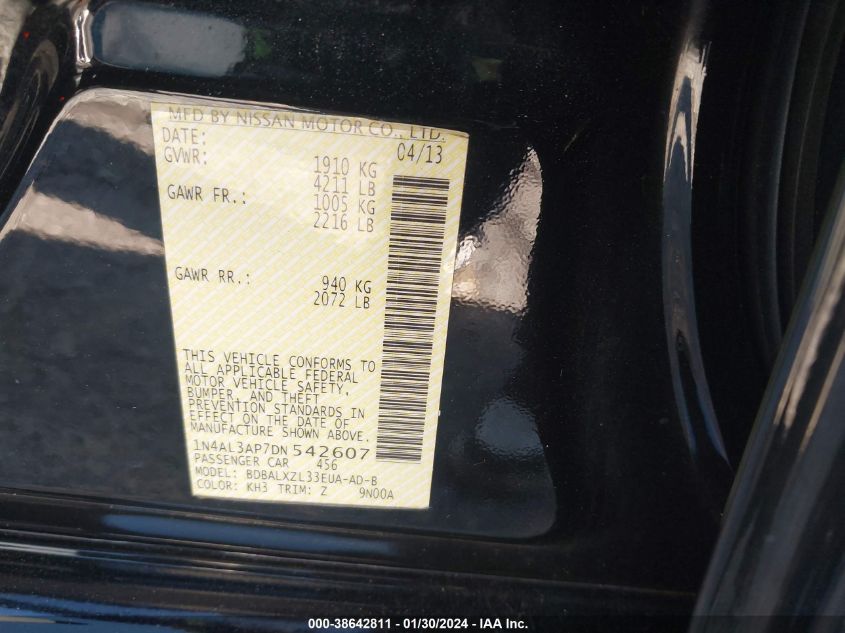2013 NISSAN ALTIMA 2.5 SL - 1N4AL3AP7DN542607
