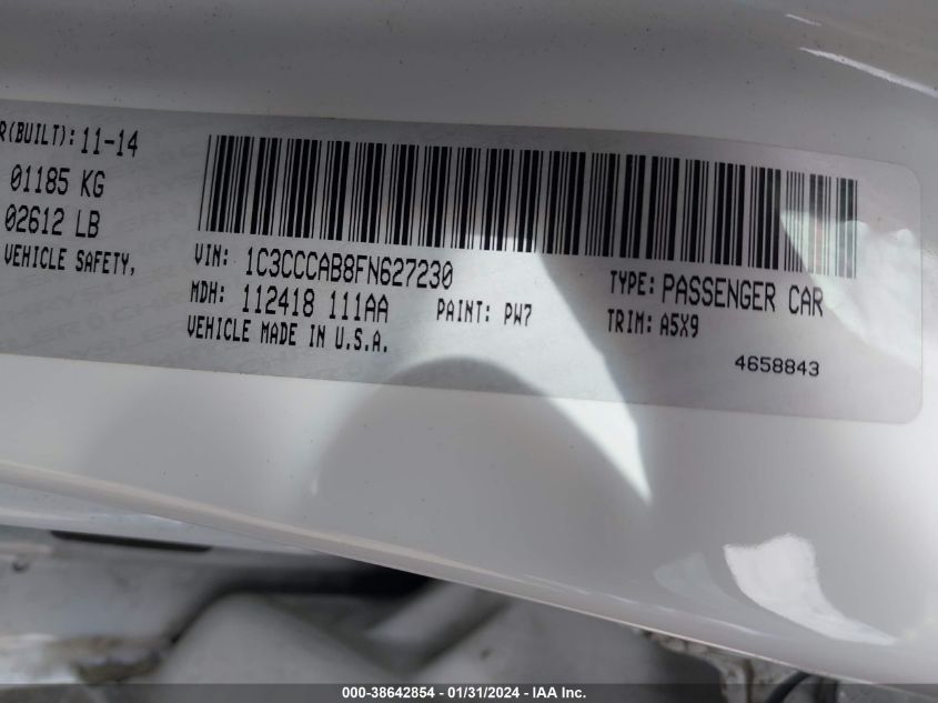 2015 CHRYSLER 200 LIMITED - 1C3CCCAB8FN627230