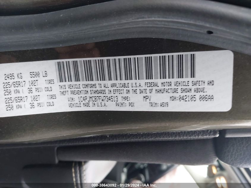 2015 JEEP CHEROKEE LATITUDE - 1C4PJMCB7FW734513