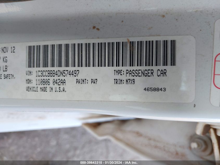 2013 CHRYSLER 200 TOURING - 1C3CCBBB4DN574497
