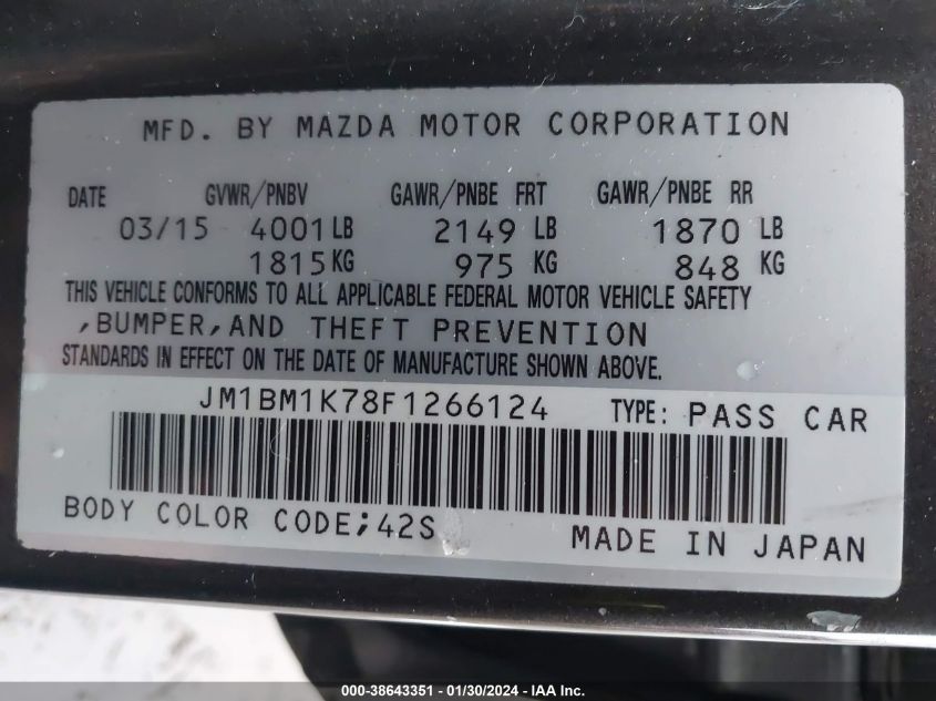 2015 MAZDA MAZDA3 I SPORT - JM1BM1K78F1266124