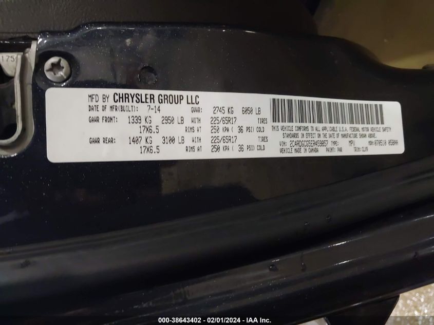 2014 DODGE GRAND CARAVAN SXT - 2C4RDGCG5ER459857