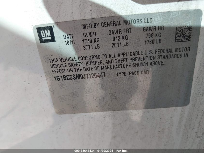 2018 CHEVROLET CRUZE LS AUTO - 1G1BC5SM9J7125447