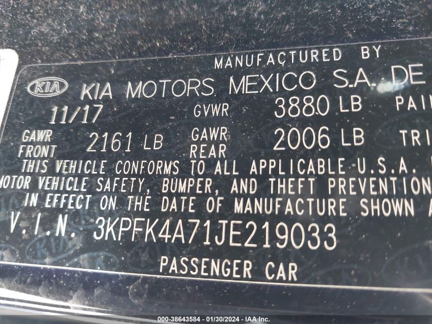 2018 KIA FORTE LX - 3KPFK4A71JE219033