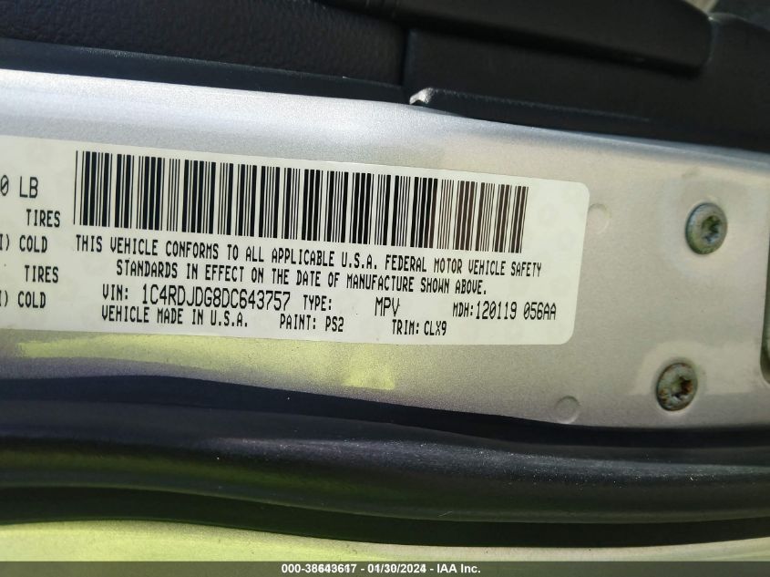 2013 DODGE DURANGO CREW - 1C4RDJDG8DC643757